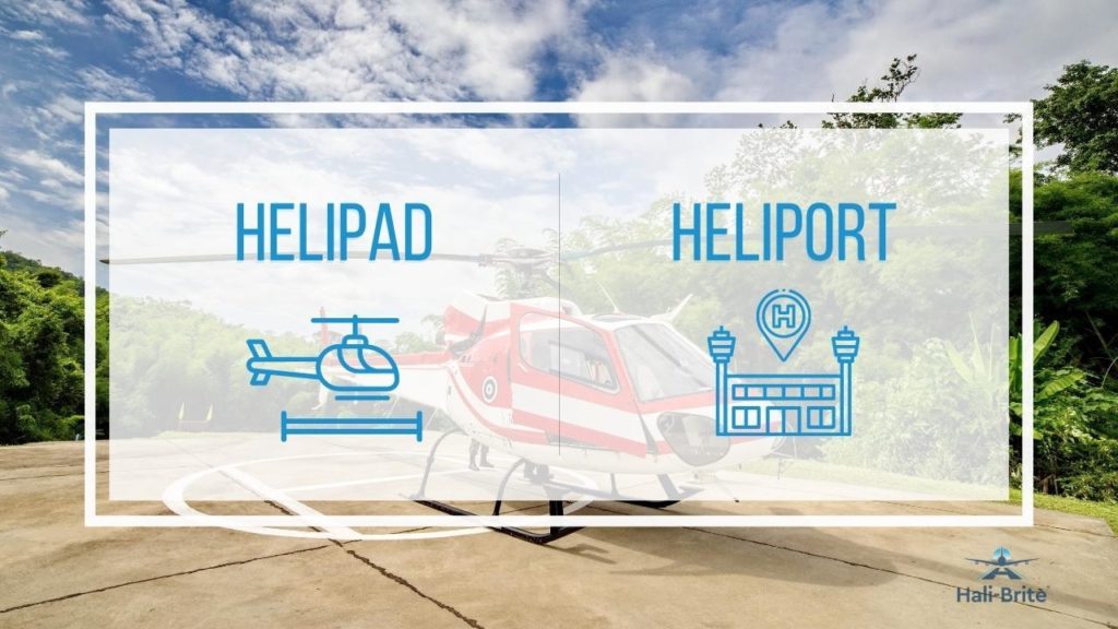 Infographic of the difference between a helipad and heliport