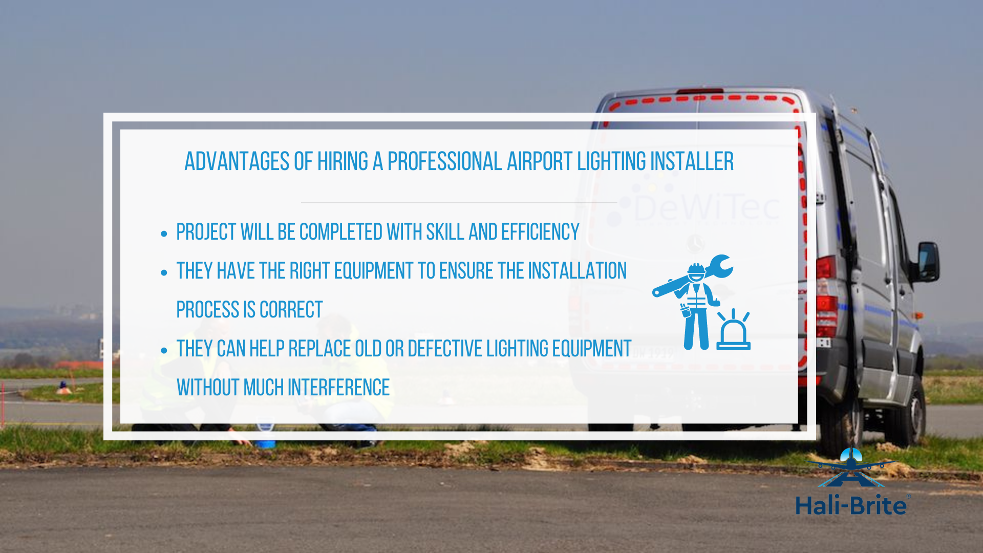 Infographic image of the advantages of hiring a professional airport lighting installer