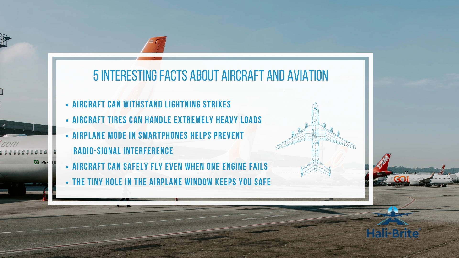 Infographic image of 5 interesting facts about aircraft and aviation
