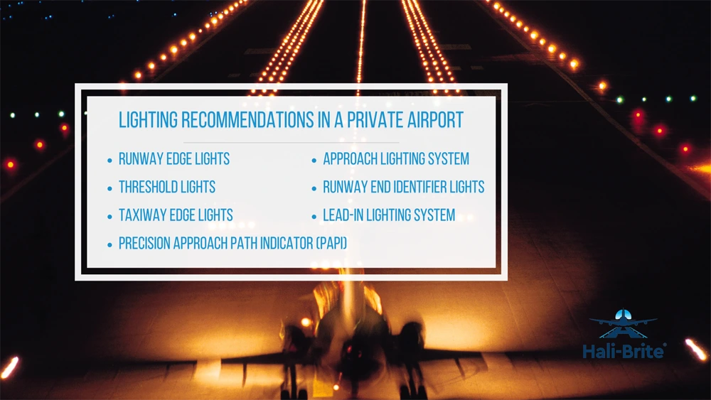 Infographic of lighting recommendations in a private airport