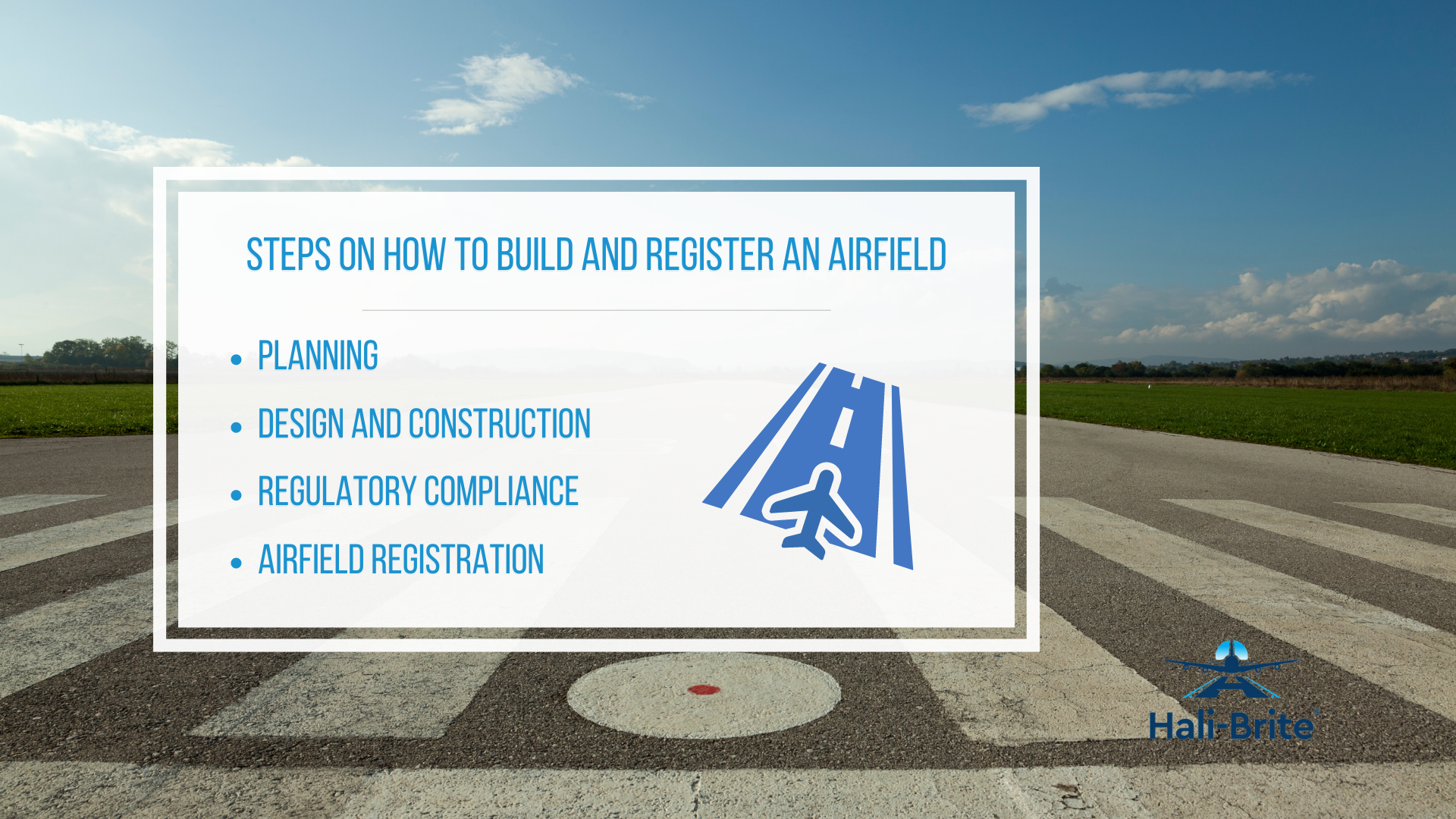 Infographic image of steps on how to build and register an airfield