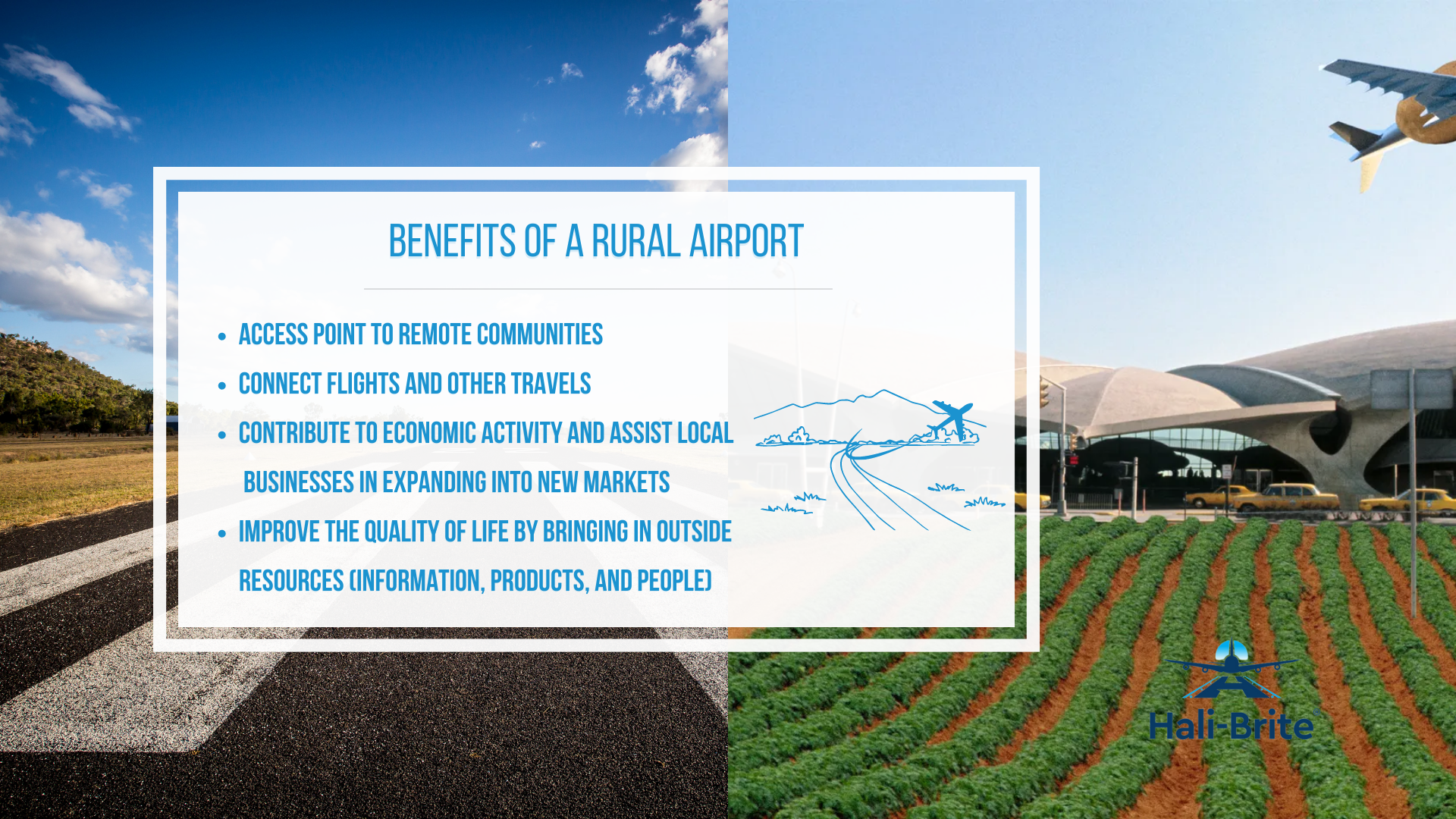 Infographic image of benefits of a rural airport