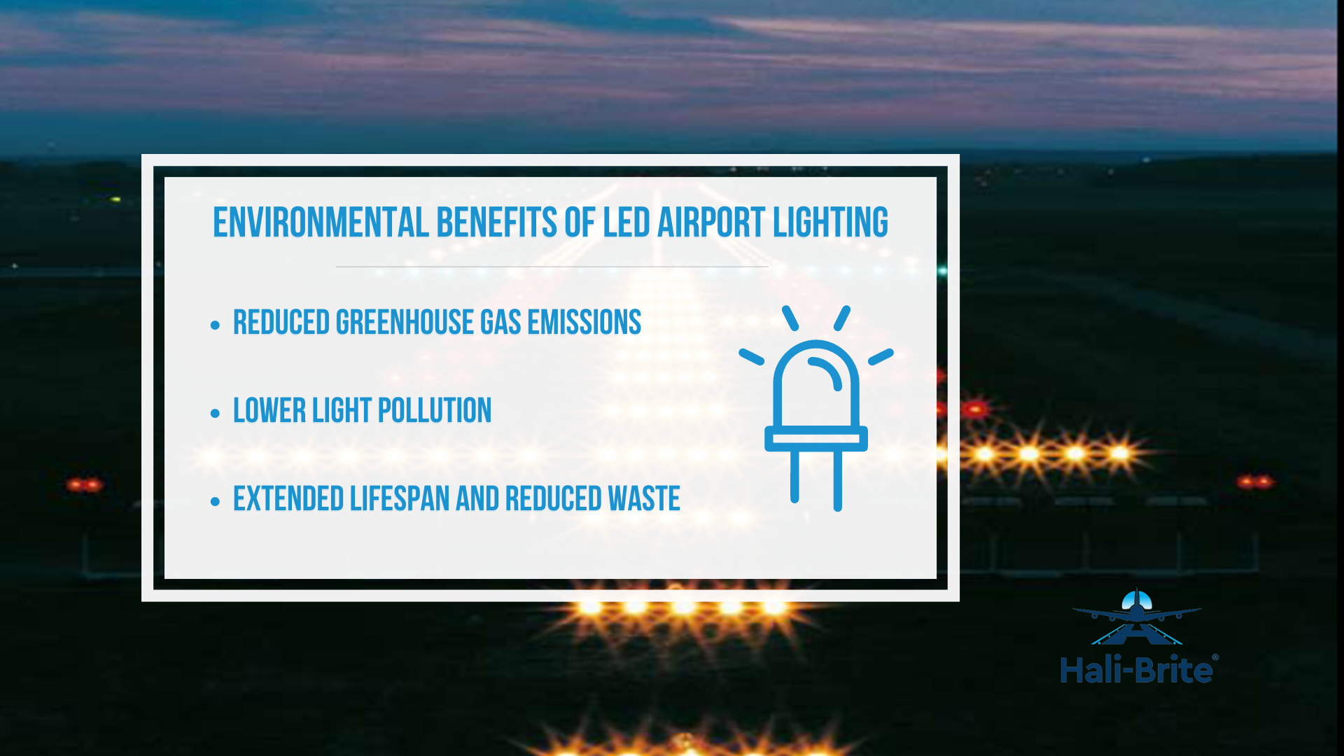 Infographic image of environmental benefits of led airport lighting