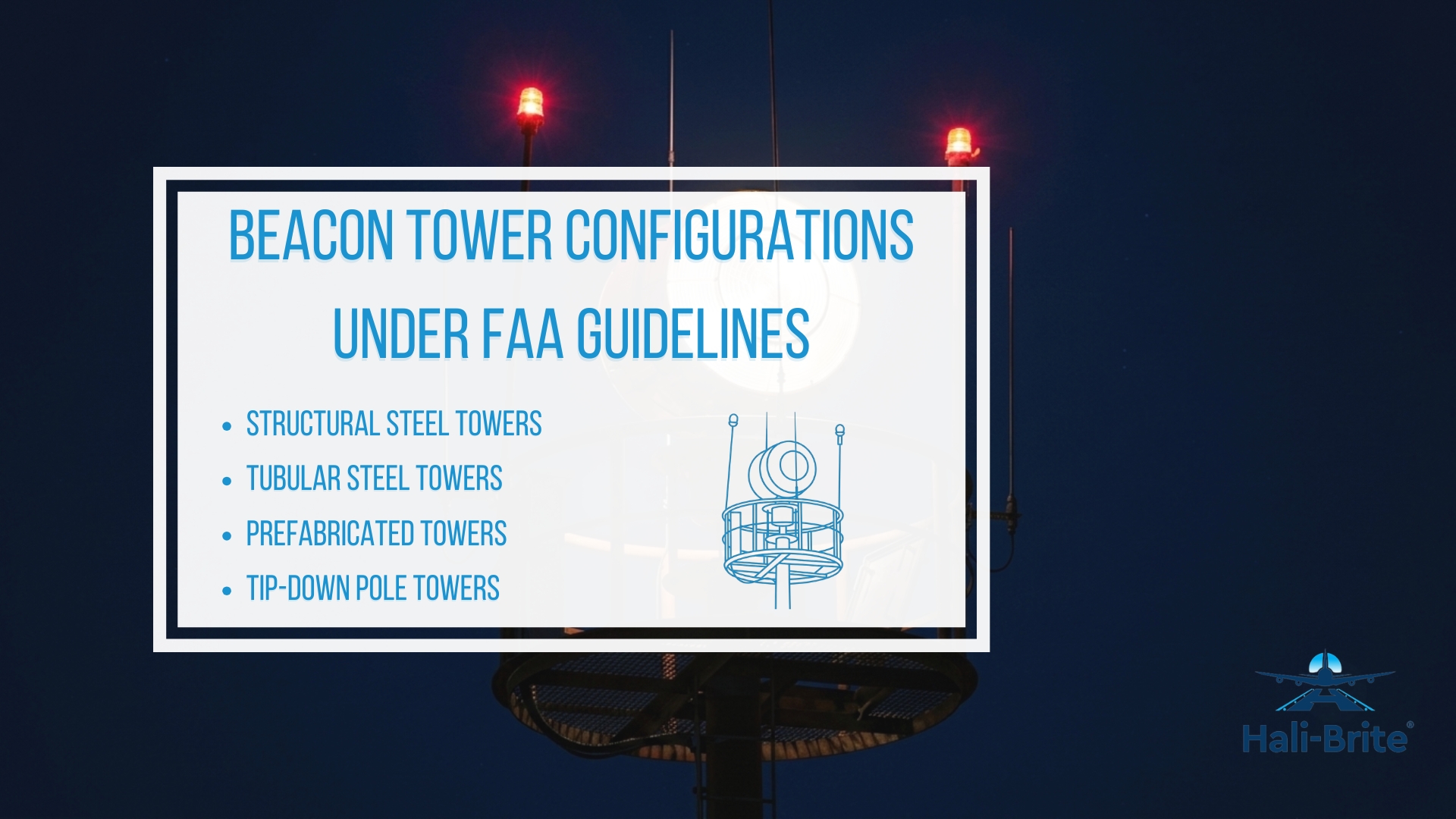 Infographic image of beacon tower configurations under faa guidelines