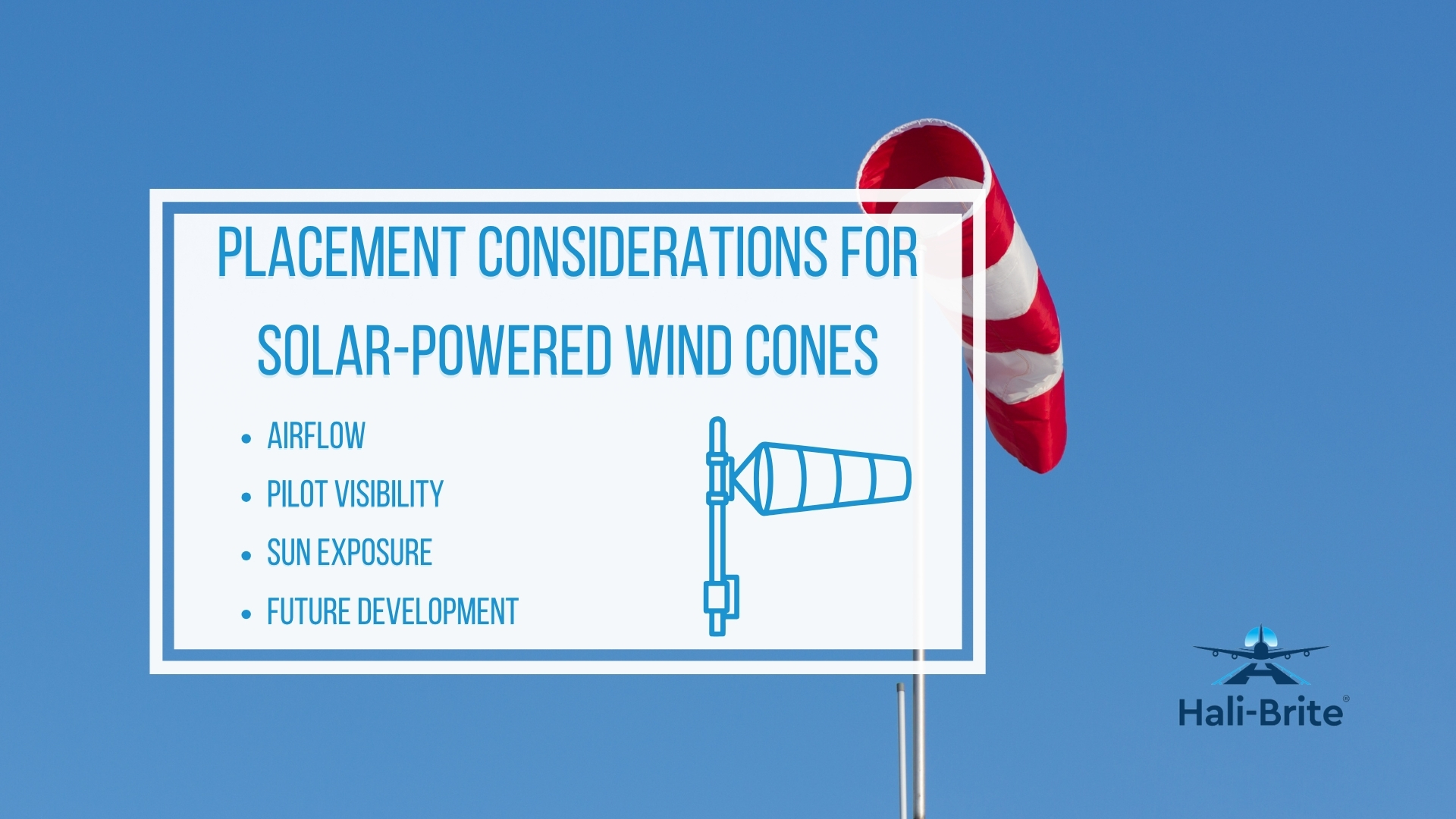 Infographic image of placement considerations for solar-powered wind cones